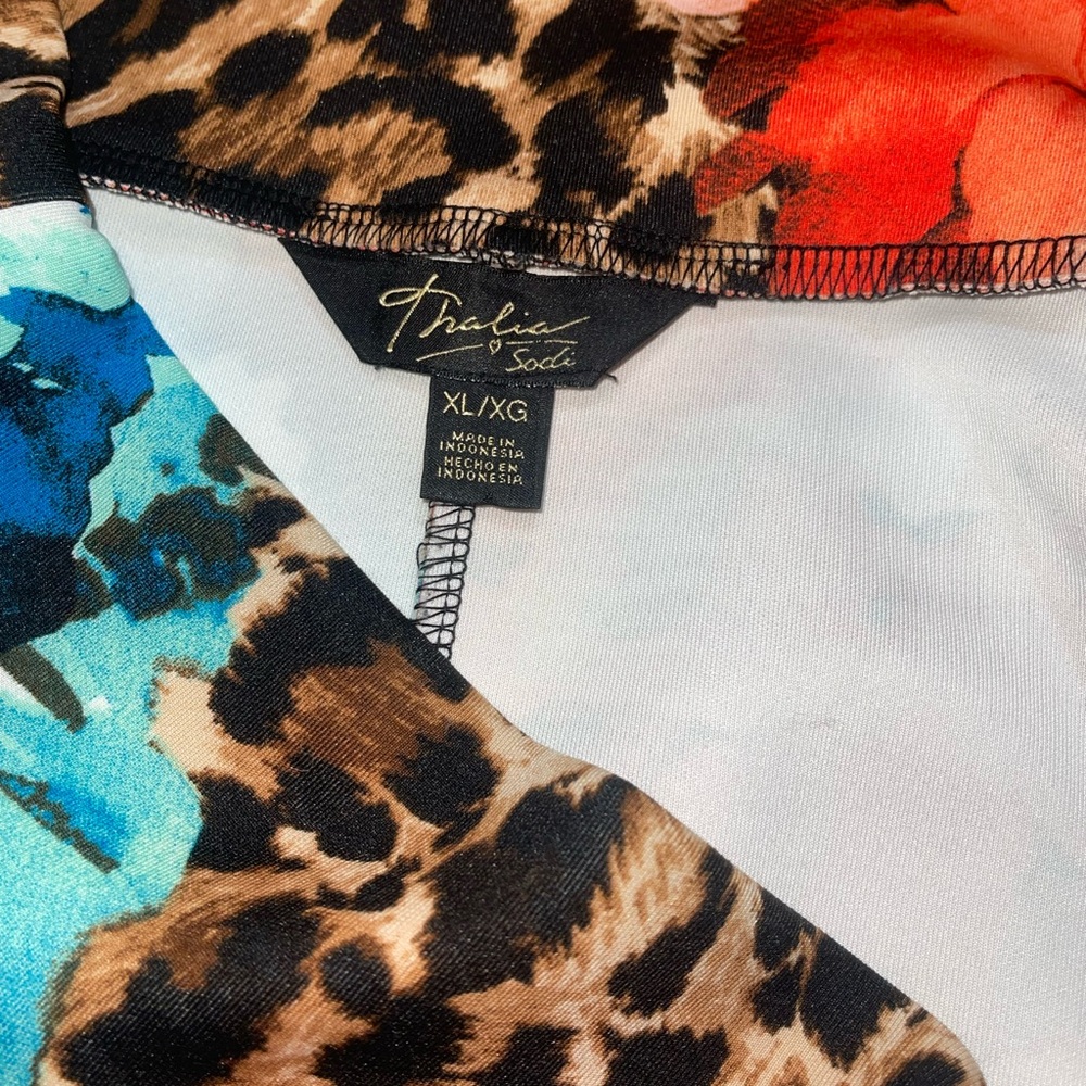 Thalia Sodi floral leopard stretch pencil skirt EUC woman’s size XL - Picture 6 of 8